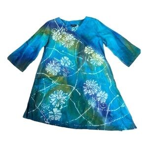 Zumi asymmetrical Tie Dye‎ floral tunic top womens S/M